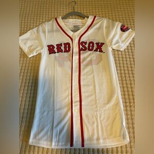 Boston Red Sox White Button-Front Jersey with Red Trim